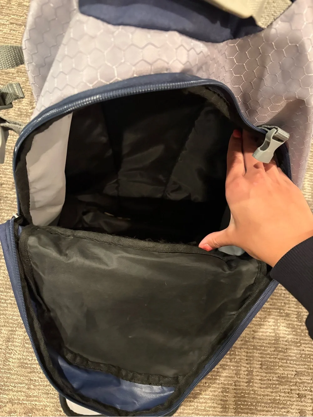 Marci Navy and Gray Baseball Backpack